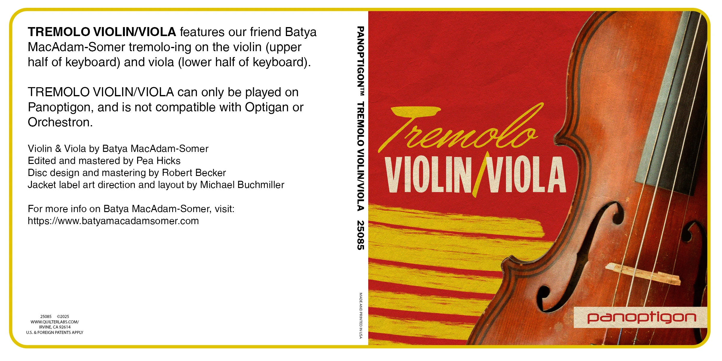 TREMOLO VIOLIN/VIOLA - Panoptigon Disc - Image 2